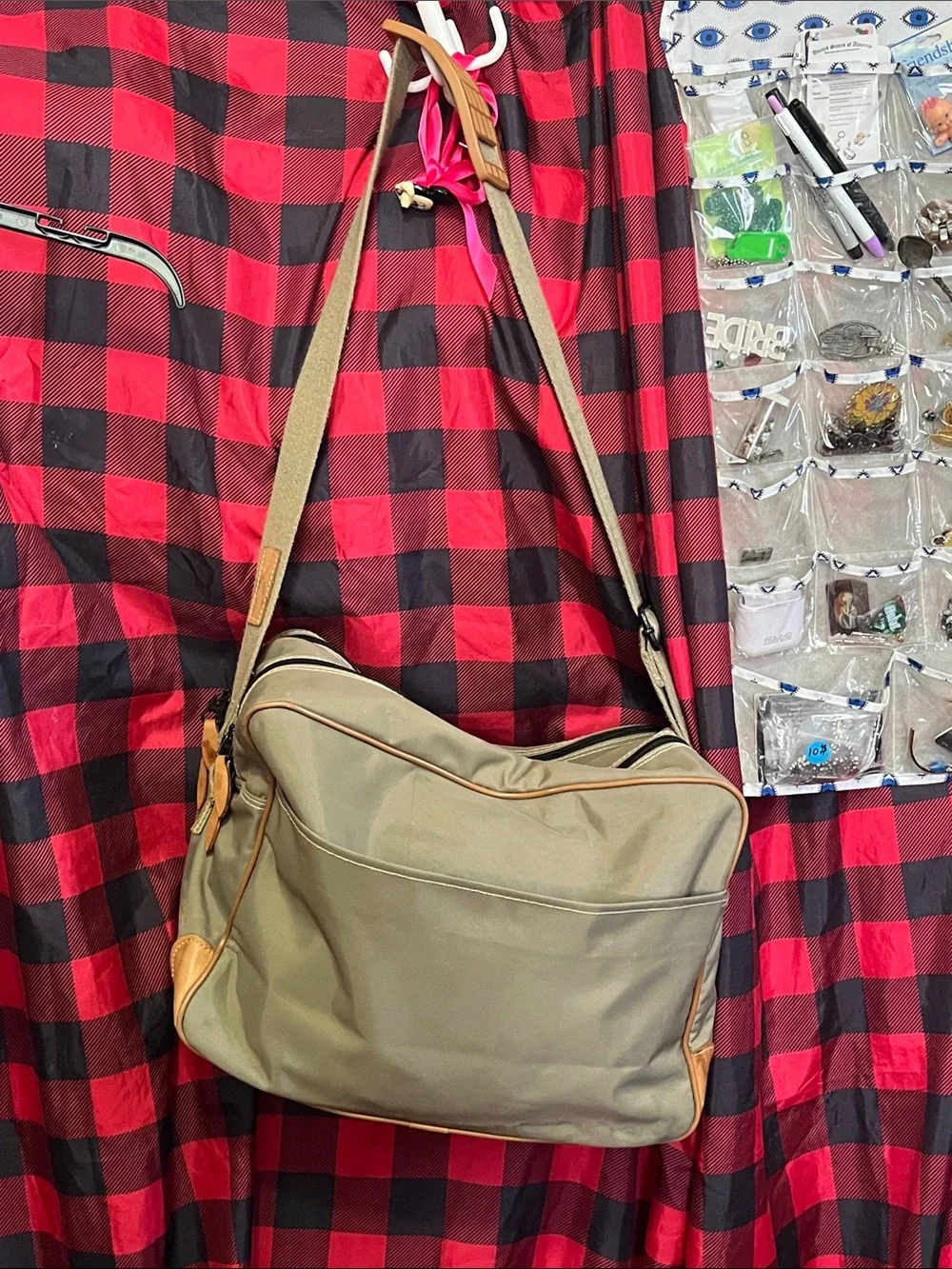 Dior Olive Messenger Bag with Tan Trim